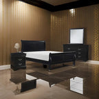 Ensemble de chambre à coucher Fy quatre pièces pour lit queen size, poignées en métal nickel antique, noir