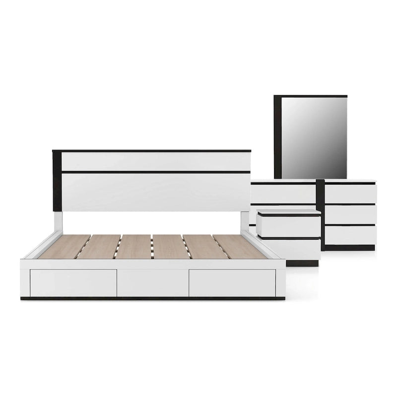 Ensemble de chambre à coucher moderne 4 pièces en bois blanc Conjira de Furniture of America