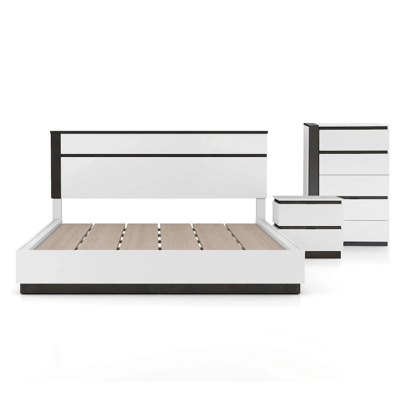 Ensemble de chambre à coucher moderne 3 pièces Conjira en bois blanc avec plateforme de Furniture of America