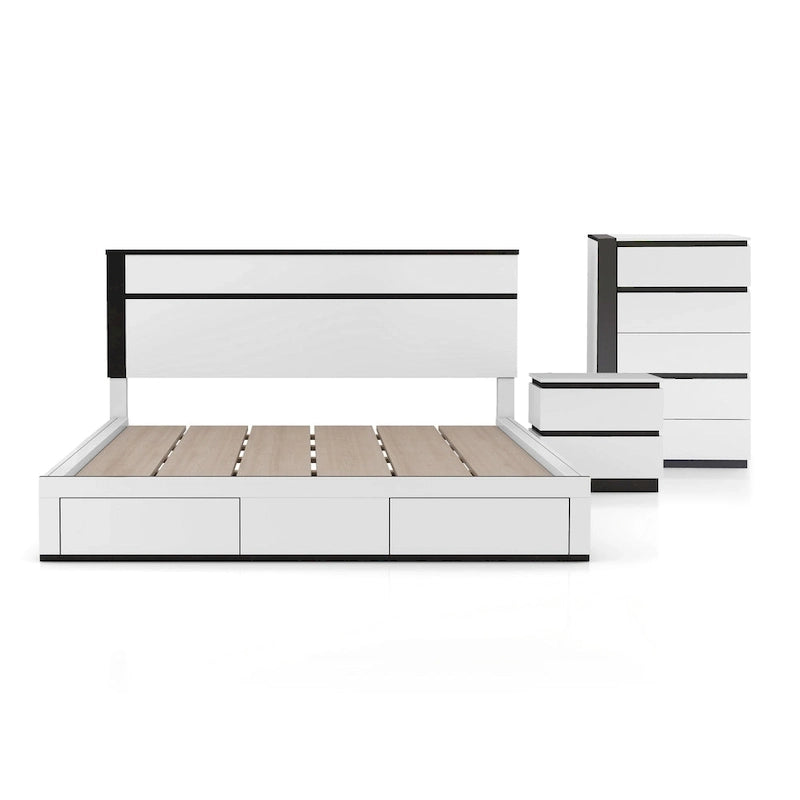 Ensemble de chambre à coucher moderne 3 pièces en bois blanc Conjira de Furniture of America