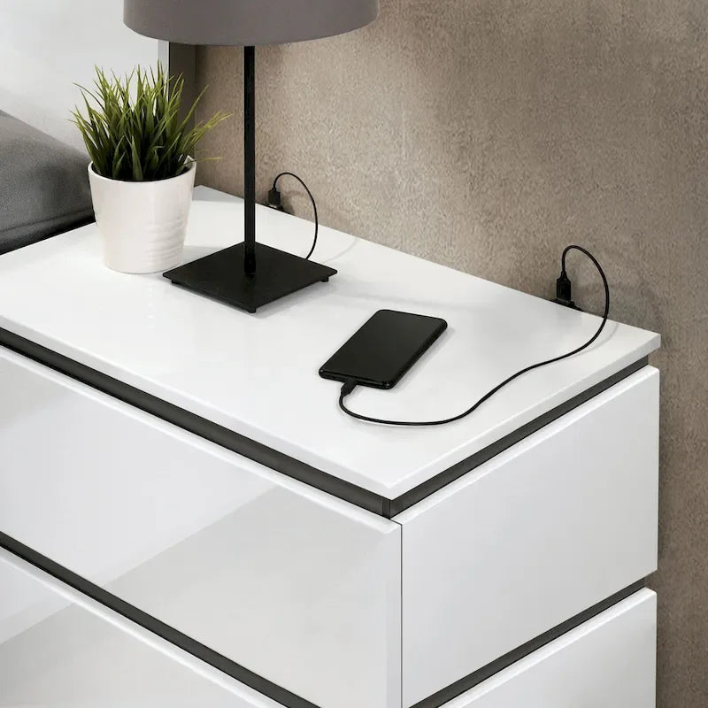 Ensemble de chambre à coucher moderne 3 pièces en bois blanc Conjira de Furniture of America