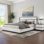 Furniture of America Conjira Modern 2-Piece White Wood Platform Bed and Nightstand Set