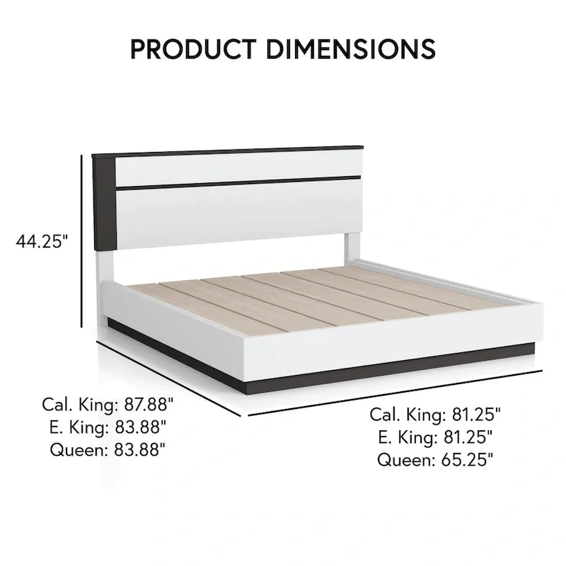 Ensemble lit plateforme et table de chevet 2 pièces en bois blanc Conjira de Furniture of America