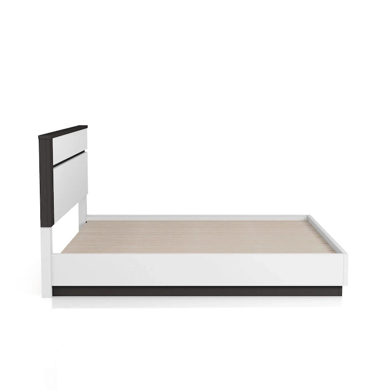 Ensemble lit plateforme et table de chevet 2 pièces en bois blanc Conjira de Furniture of America