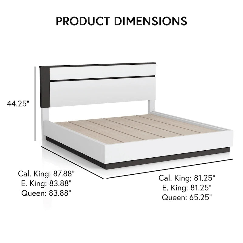 Ensemble de chambre à coucher moderne Conjira 4 pièces en bois blanc avec plateforme, de Furniture of America