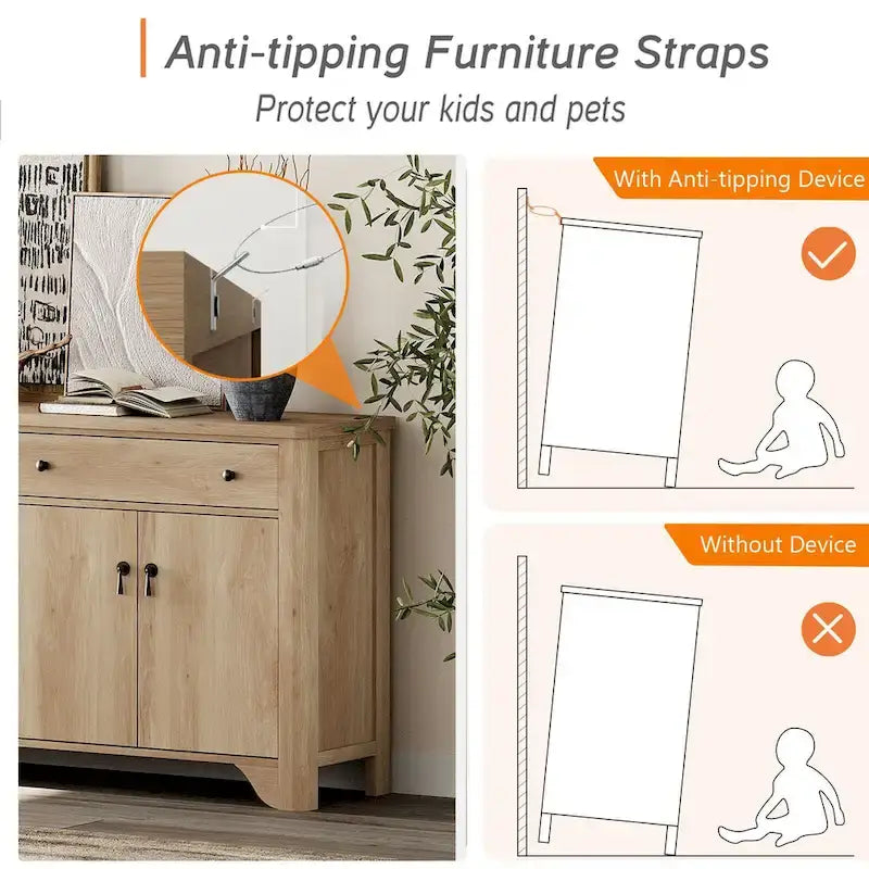 Buffet de style campagnard WAMPAT 122 W, grand modèle, avec portes et étagère réglable.