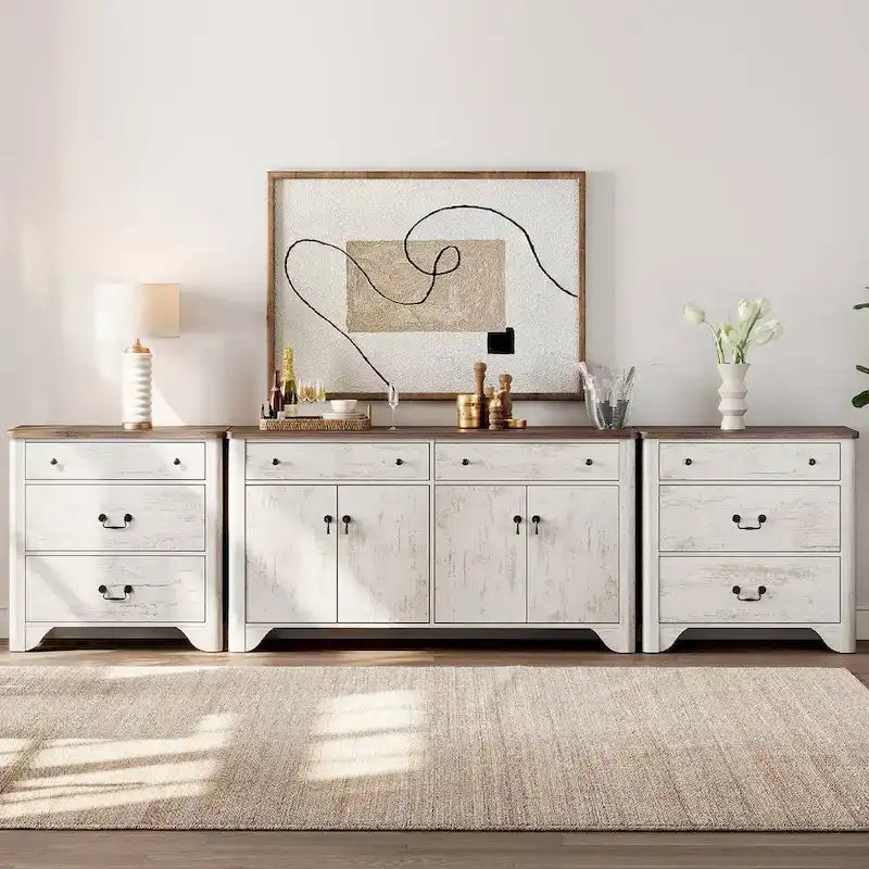 Buffet de style campagnard WAMPAT 122 W, grand modèle, avec portes et étagère réglable.