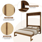 Lit escamotable en bois massif et rotin avec étagère de rangement latérale