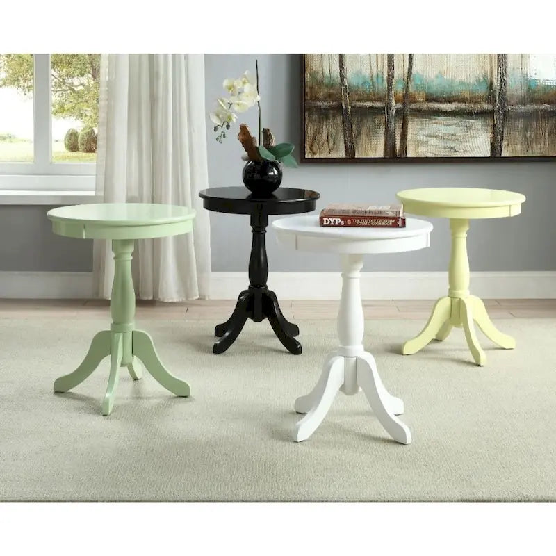 Table d'appoint ou de chevet ronde en bois avec piédestal et finition mate pour salon ou chambre - 18L x 18W x 22H