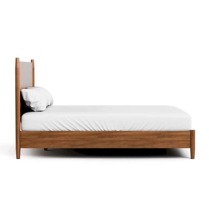 Ensemble de chambre à coucher plateforme 4 pièces Beau Midcentury en bois de noyer de Furniture of America