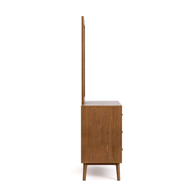 Ensemble de chambre à coucher plateforme 4 pièces Beau Midcentury en bois de noyer de Furniture of America