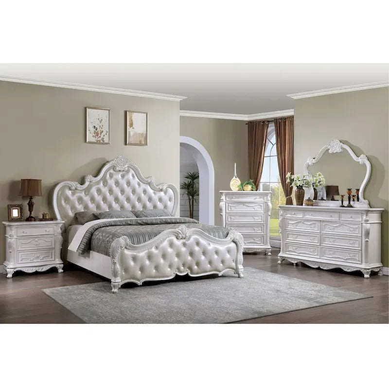 Ensemble de chambre à coucher traditionnel Eugene 6 pièces en bois massif de Furniture of America