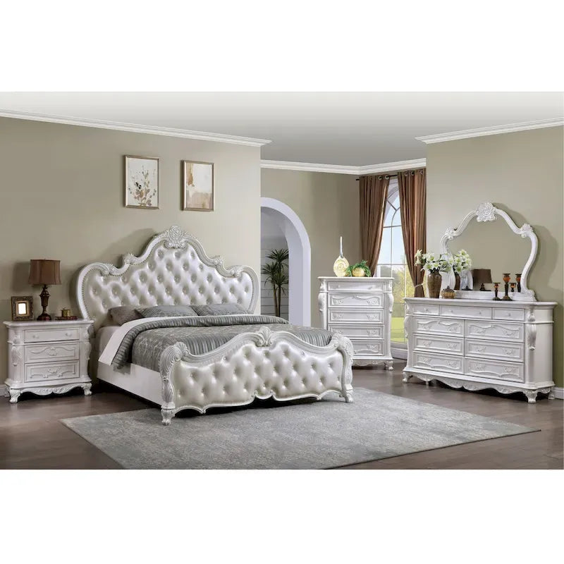 Ensemble de chambre à coucher traditionnel Eugene 6 pièces en bois massif de Furniture of America