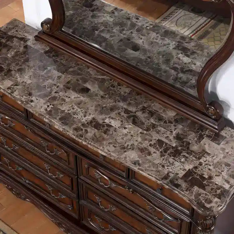 Ensemble de chambre à coucher traditionnel Eugene 6 pièces en bois massif de Furniture of America