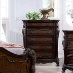 Ensemble de chambre à coucher traditionnel Eugene en bois massif, 6 panneaux, de Furniture of America