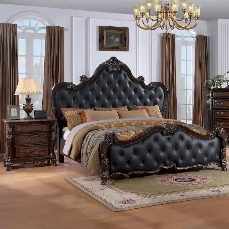 Ensemble de chambre à coucher traditionnel 3 pièces Eugene de Furniture of America, panneaux en bois massif