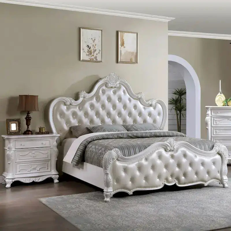 Ensemble de chambre à coucher traditionnel 3 pièces Eugene de Furniture of America, panneaux en bois massif