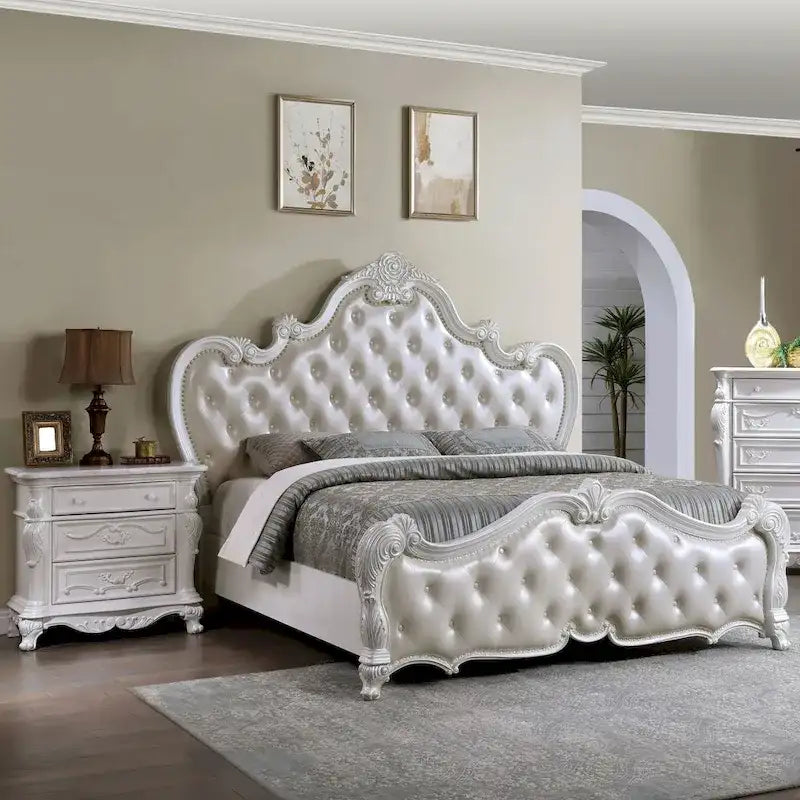 Ensemble de chambre à coucher traditionnel 3 pièces Eugene de Furniture of America, panneaux en bois massif