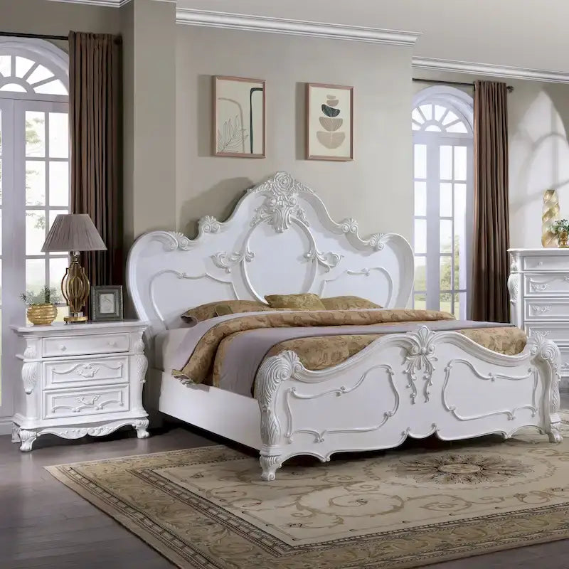 Ensemble de chambre à coucher traditionnel Eugene en bois massif, 3 pièces, de Furniture of America