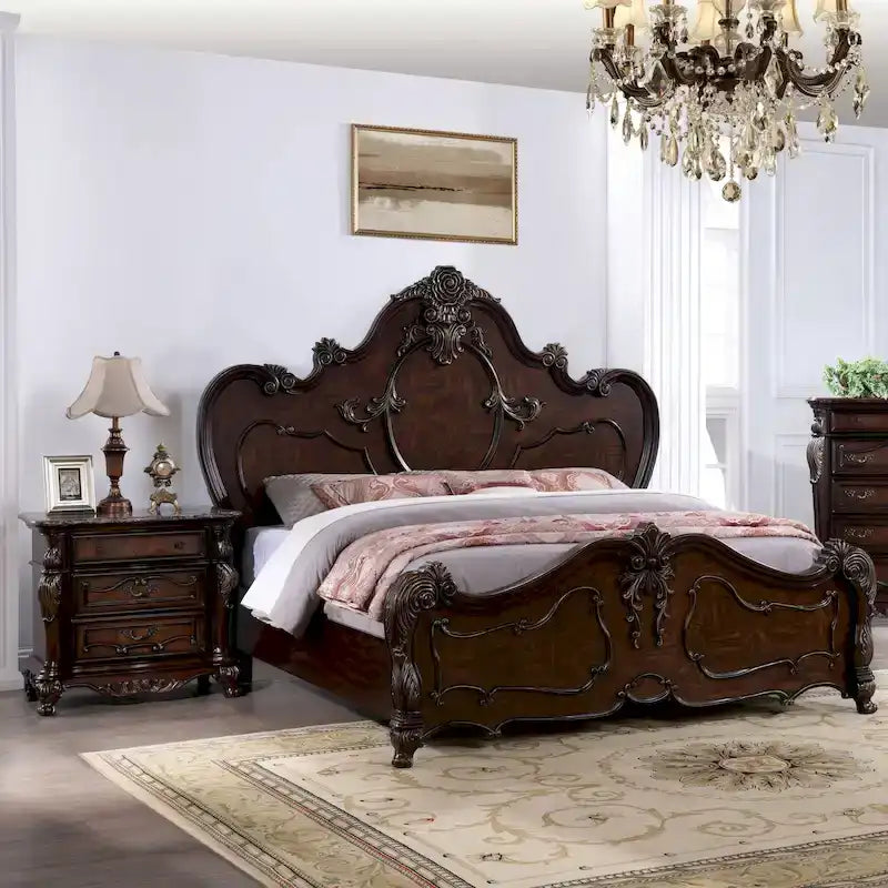 Ensemble de chambre à coucher traditionnel Eugene en bois massif, 3 pièces, de Furniture of America