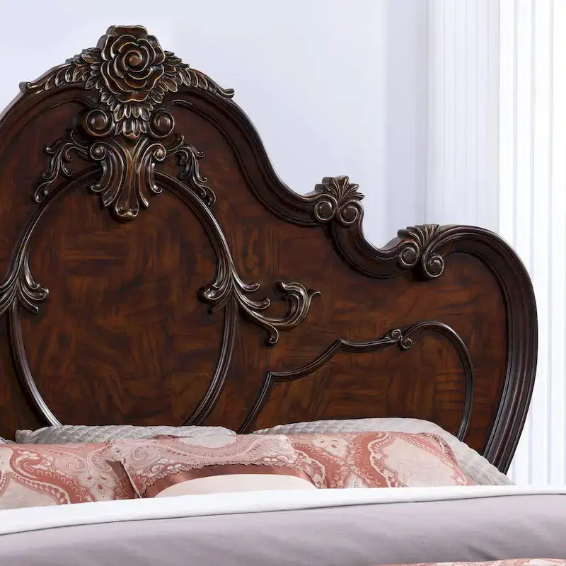 Ensemble de chambre à coucher traditionnel Eugene en bois massif, 3 pièces, de Furniture of America