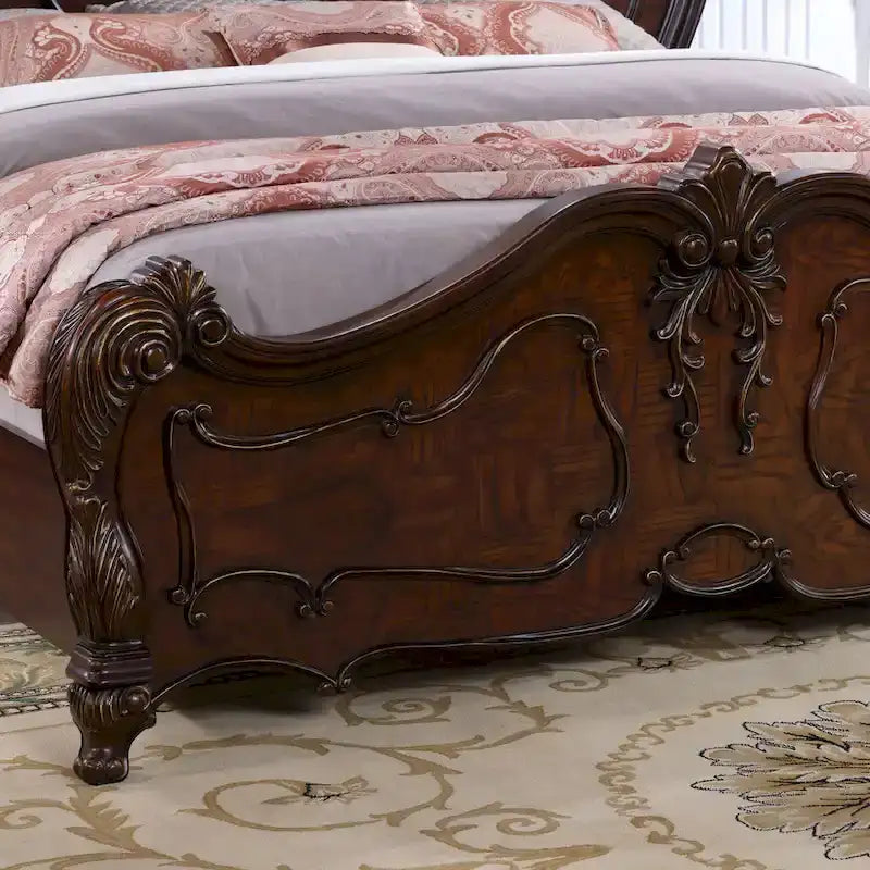 Ensemble de chambre à coucher traditionnel Eugene en bois massif, 3 pièces, de Furniture of America