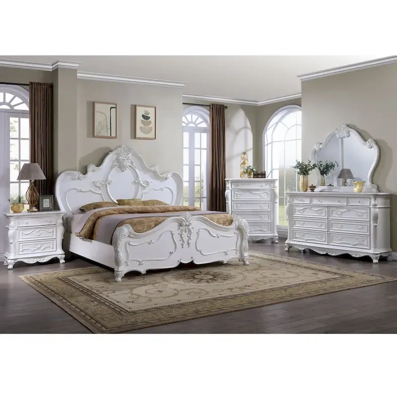 Ensemble de chambre à coucher traditionnel Eugene en bois massif, 3 pièces, de Furniture of America