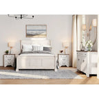 Ensemble de chambre à coucher WAMPAT style ferme 3 pièces, buffet de 150 cm de large et ensemble de 2 tables de chevet en bois avec station de recharge