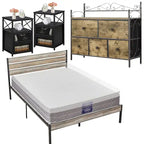 Ensemble de chambre à coucher 4 pièces comprenant une commode et 2 tables de chevet, une commode à 5 tiroirs, coloris marron/gris