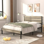 Ensemble de chambre à coucher 4 pièces comprenant une commode et 2 tables de chevet, une commode à 5 tiroirs, coloris marron/gris