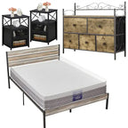 Ensemble de chambre à coucher 4 pièces comprenant une commode et 2 tables de chevet, une commode à 5 tiroirs, coloris marron/gris