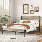 Ensemble de chambre à coucher 4 pièces comprenant une commode et 2 tables de chevet, une commode à 5 tiroirs, coloris marron/gris