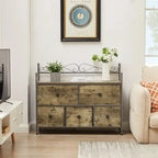 Ensemble de chambre à coucher 4 pièces comprenant une commode et 2 tables de chevet, une commode à 5 tiroirs, coloris marron/gris