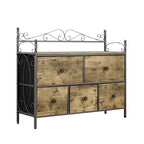 Ensemble de chambre à coucher 4 pièces comprenant une commode et 2 tables de chevet, une commode à 5 tiroirs, coloris marron/gris