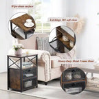 Ensemble de chambre à coucher 4 pièces comprenant une commode et 2 tables de chevet, une commode à 5 tiroirs, coloris marron/gris