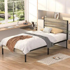 Ensemble de chambre à coucher 4 pièces comprenant une commode et 2 tables de chevet, une commode à 5 tiroirs, coloris marron/gris