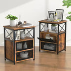 Ensemble de chambre à coucher 4 pièces comprenant une commode et 2 tables de chevet, une commode à 5 tiroirs, coloris marron/gris