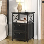 Ensemble de chambre à coucher 4 pièces comprenant une commode et 2 tables de chevet, une commode à 5 tiroirs, coloris marron/gris