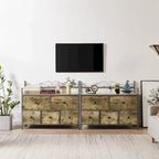 Ensemble de chambre à coucher 4 pièces comprenant une commode et 2 tables de chevet, une commode à 5 tiroirs, coloris marron/gris
