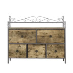 Ensemble de chambre à coucher 4 pièces comprenant une commode et 2 tables de chevet, une commode à 5 tiroirs, coloris marron/gris