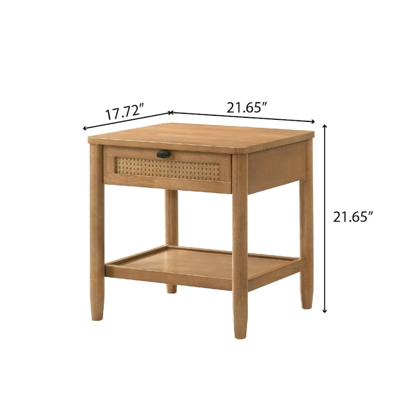 Ensemble de chambre à coucher en rotin 5 pièces Roundhill Furniture Vichy avec lit queen rembourré, commode, coiffeuse, miroir et 2 tables de chevet