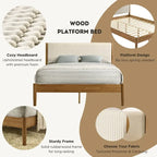 Ensemble de chambre à coucher en rotin 5 pièces Roundhill Furniture Vichy avec lit queen rembourré, commode, coiffeuse, miroir et 2 tables de chevet