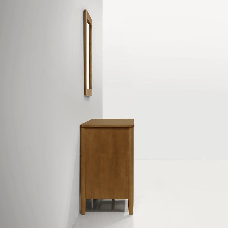 Ensemble de chambre à coucher en rotin 5 pièces Roundhill Furniture Vichy avec lit queen rembourré, commode, coiffeuse, miroir et 2 tables de chevet