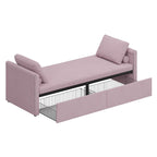 Méridienne/Lit de repos moderne rembourré en lin avec oreillers et 2 tiroirs pour le salon