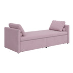 Méridienne/Lit de repos moderne rembourré en lin avec oreillers et 2 tiroirs pour le salon