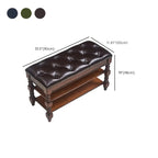 Banc en bois et cuir véritable antique à rabat avec 2 étagères