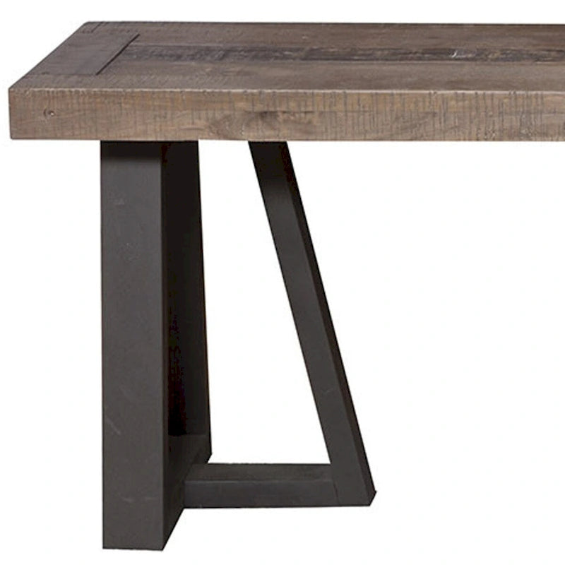 Banc de salle à manger en bois de pin naturel vieilli rustique avec pieds en métal noir – 14 P x 75 L x 18 H