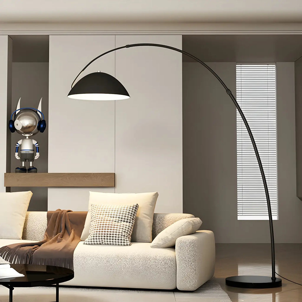 Grand lampadaire moderne minimaliste en métal à dôme arqué réglable