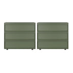 Table de chevet contemporaine en bois vert olive à 2 tiroirs