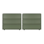 Table de chevet contemporaine en bois vert olive à 2 tiroirs